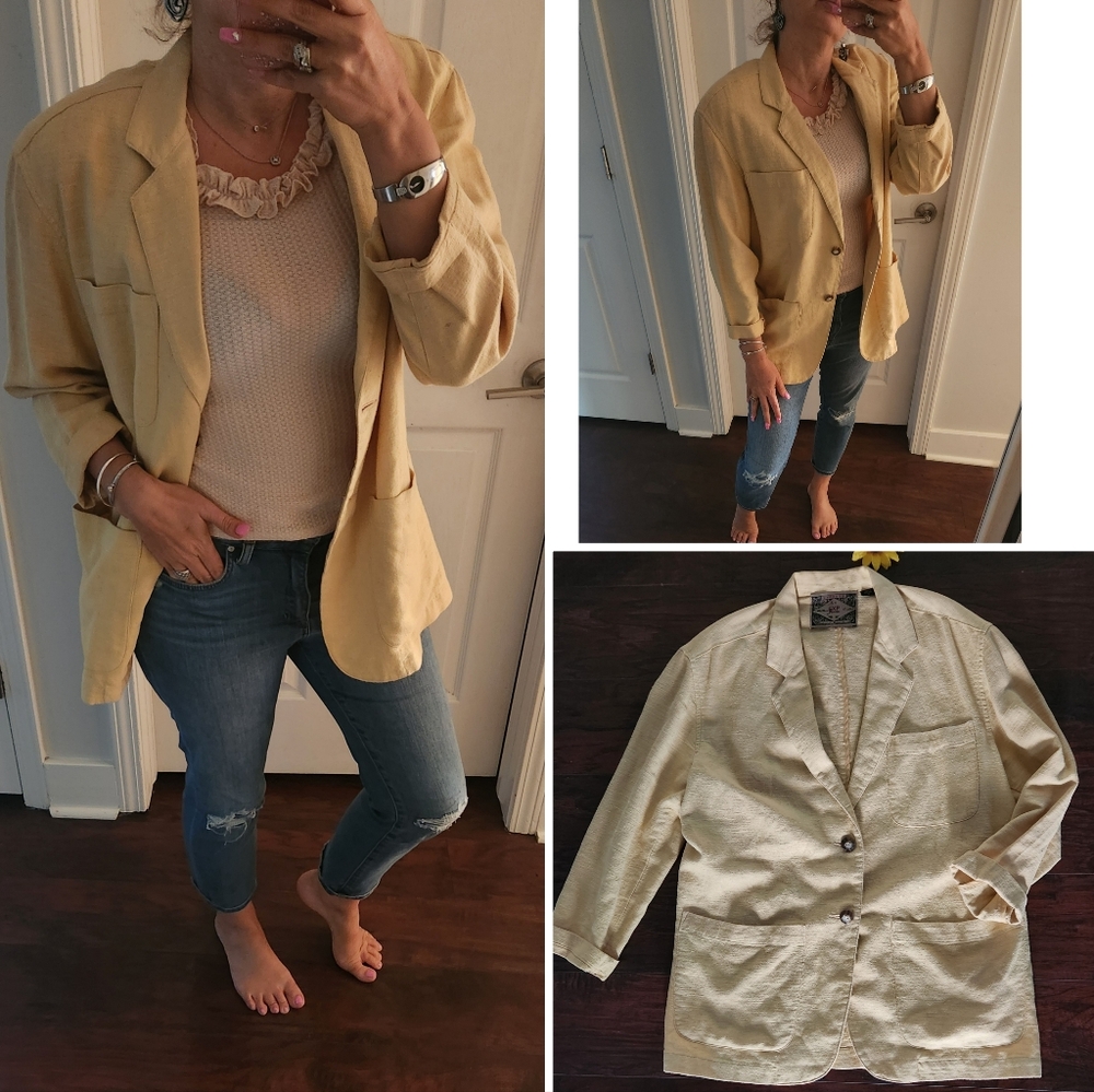 EXPRESS VINTAGE RAMIE (LINEN) YELLOW BLAZER 💛